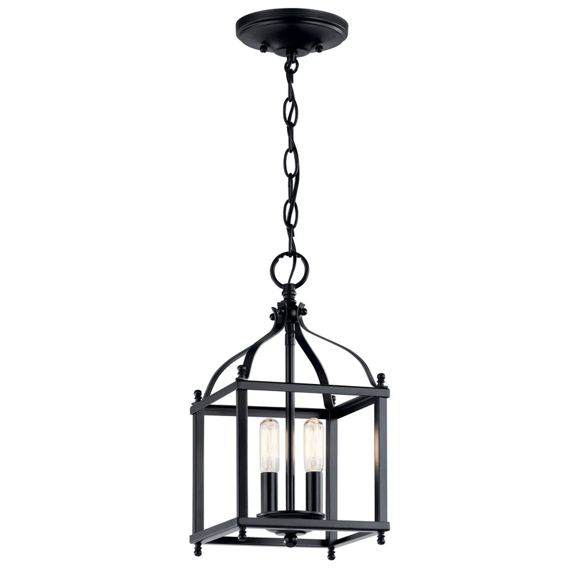 Kichler 42565BK Two Light Foyer Pendant Convertible, Black Finish - LightingWellCo