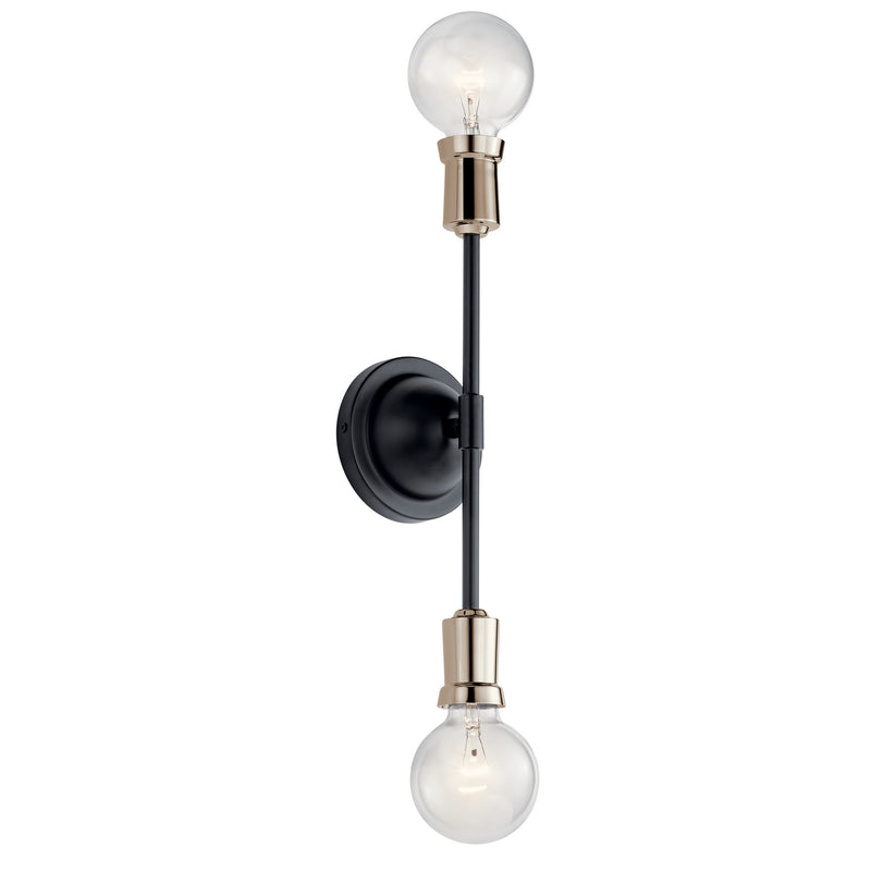 Kichler 43195BK Two Light Wall Sconce, Black Finish - LightingWellCo