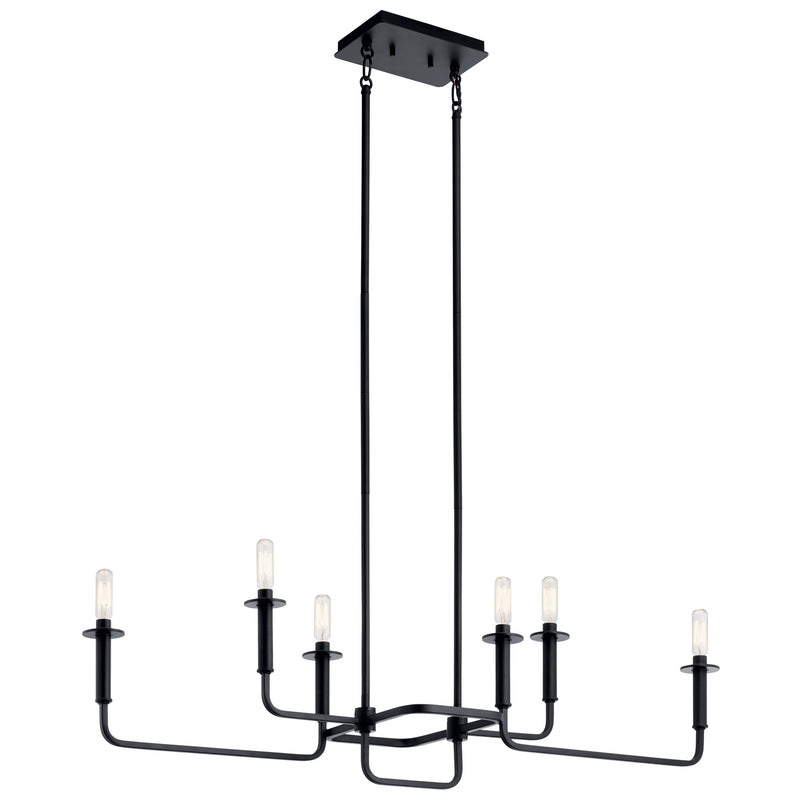 Kichler 43362BK Six Light Linear Chandelier, Black Finish - LightingWellCo