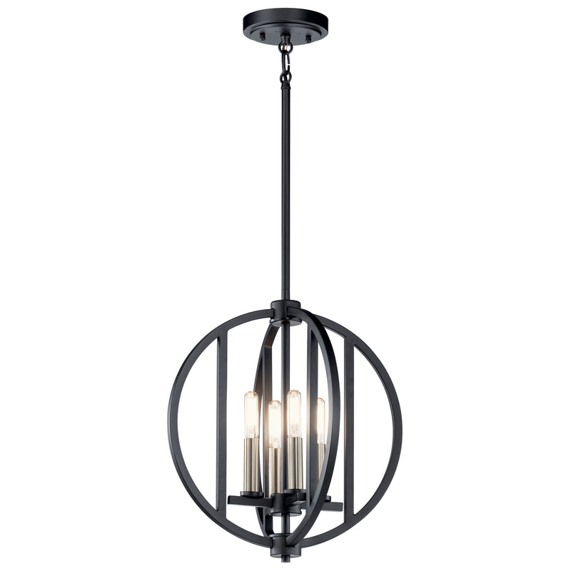 Kichler 43642BK Four Light Chandelier, Black Finish - LightingWellCo