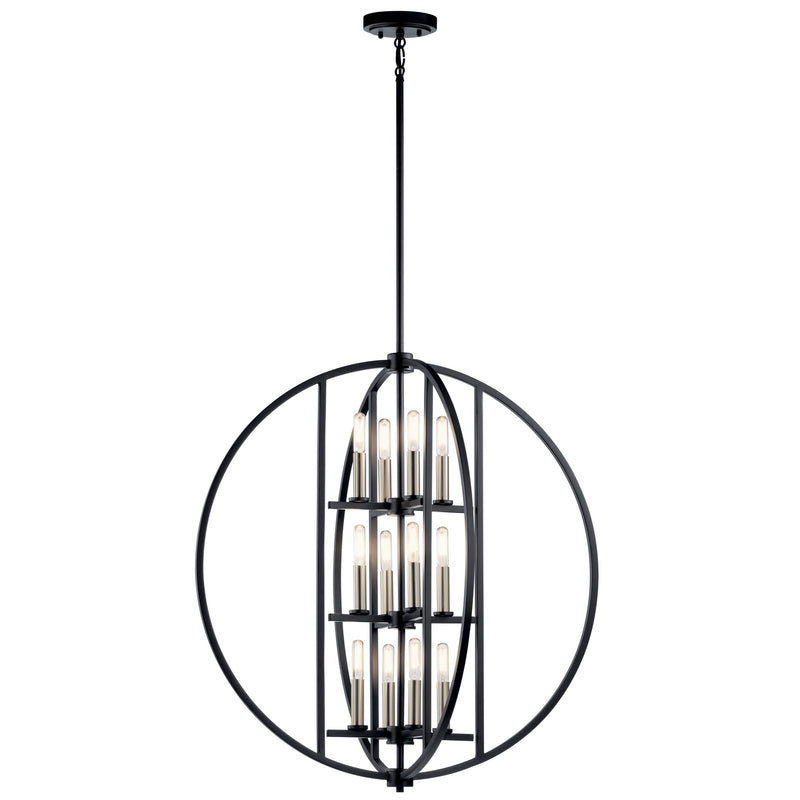 Kichler 43644BK 12 Light Chandelier, Black Finish - LightingWellCo