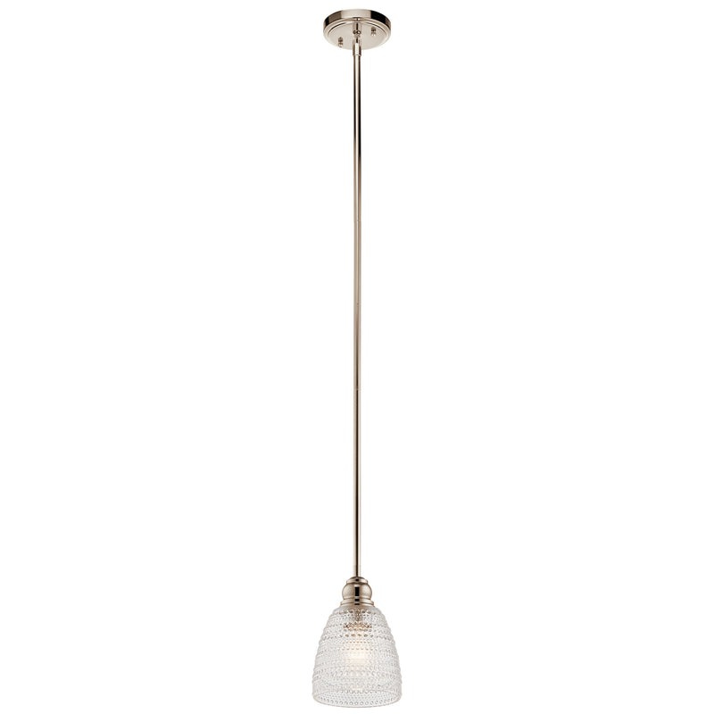 Kichler 44147PN One Light Mini Pendant, Polished Nickel Finish - LightingWellCo