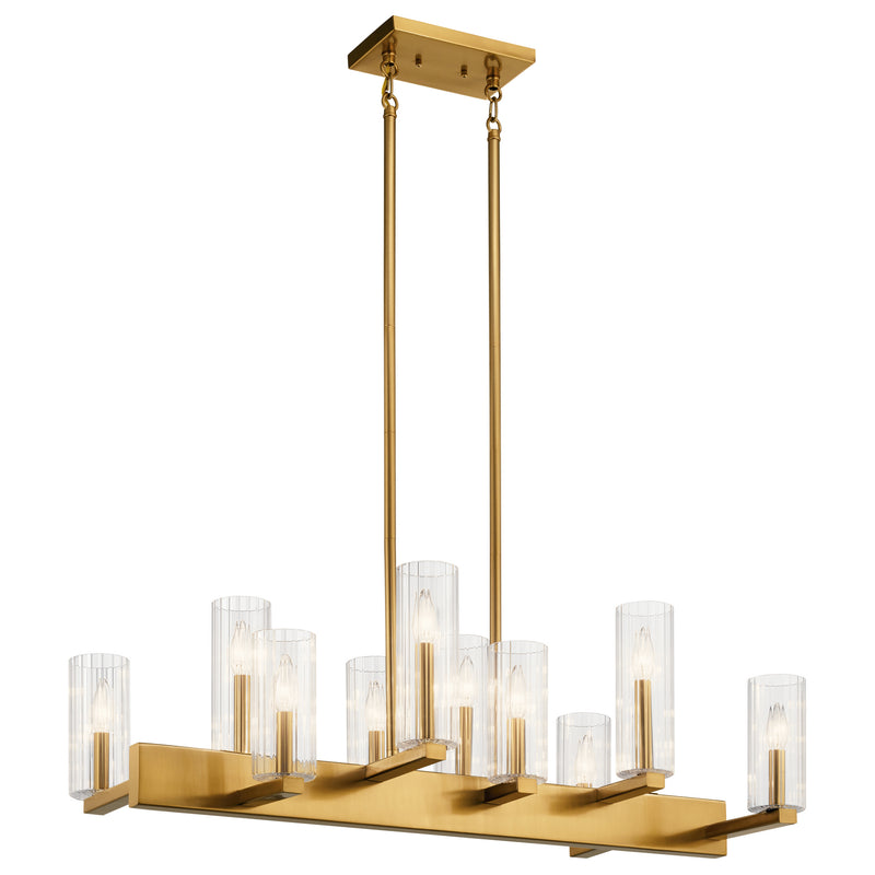 Kichler 44316FXG Ten Light Linear Chandelier, Fox Gold Finish - LightingWellCo