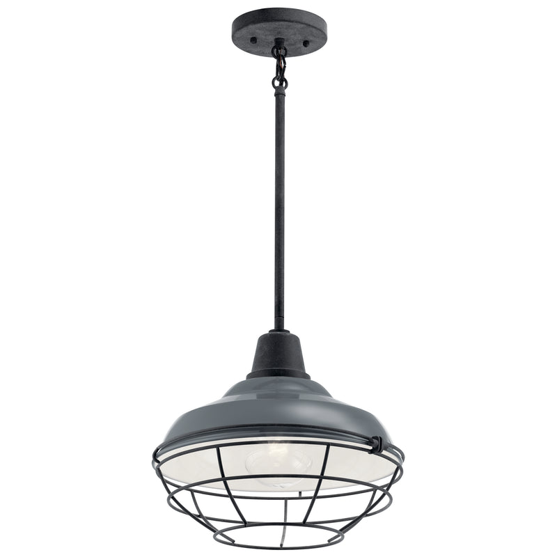 Kichler 49992GG One Light Outdoor Pendant, Gloss Grey Finish - LightingWellCo