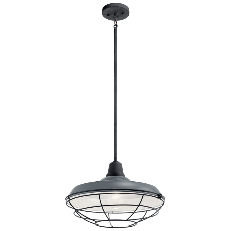 Kichler 49993GG One Light Outdoor Pendant/Semi Flush, Gloss Grey Finish - LightingWellCo