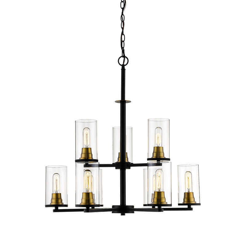 Millennium 3489-MB/HBZ Nine Light Chandelier, Matte Black/Heirloom Bronze Finish - LightingWellCo