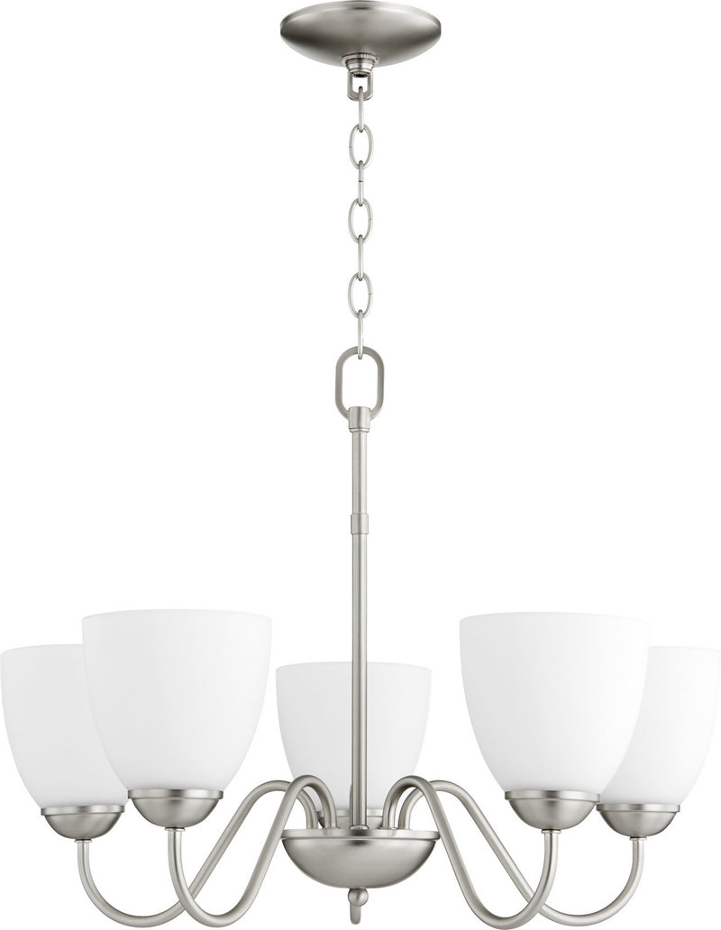 Quorum 6041-5-65 Five Light Chandelier, Satin Nickel Finish - LightingWellCo