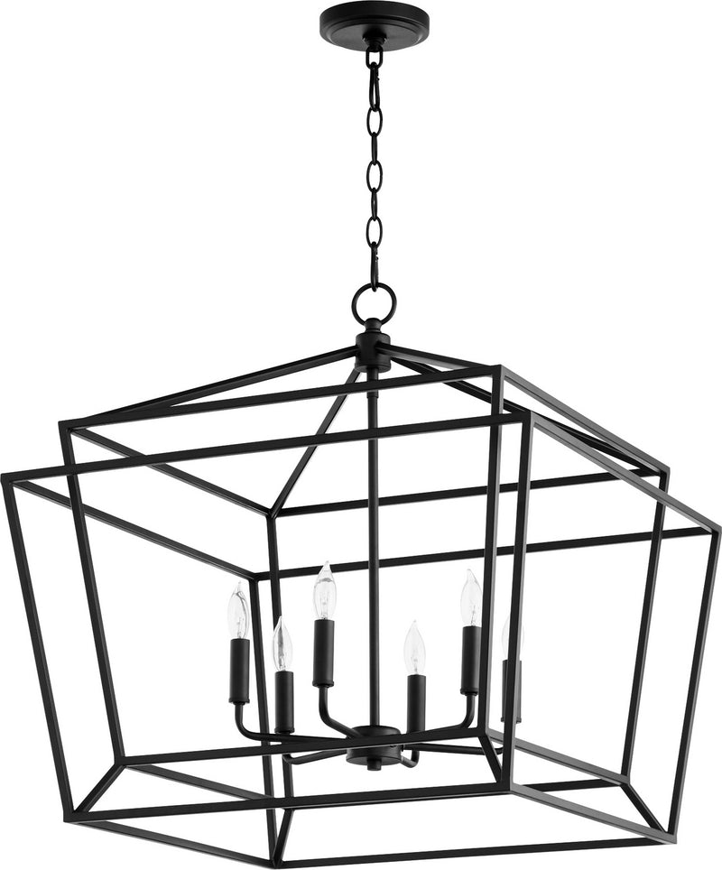 Quorum 8407-6-69 Six Light Chandelier, Black Finish - LightingWellCo