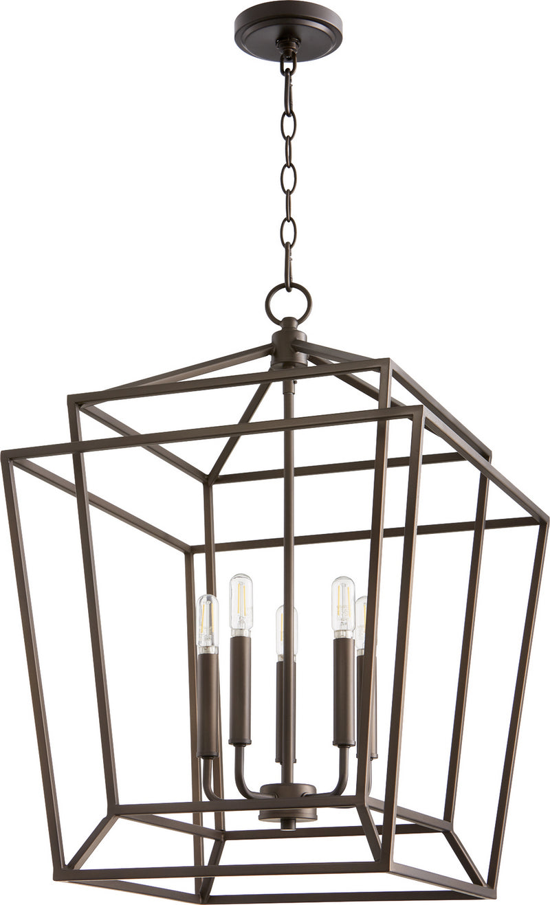 Quorum 8807-5-86 Five Light Entry Pendant, Oiled Bronze Finish - LightingWellCo