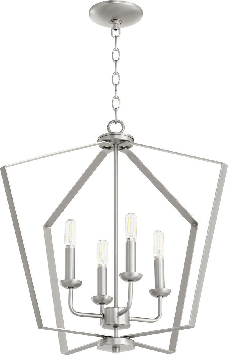 Quorum 894-4-65 Four Light Entry Pendant, Satin Nickel Finish - LightingWellCo