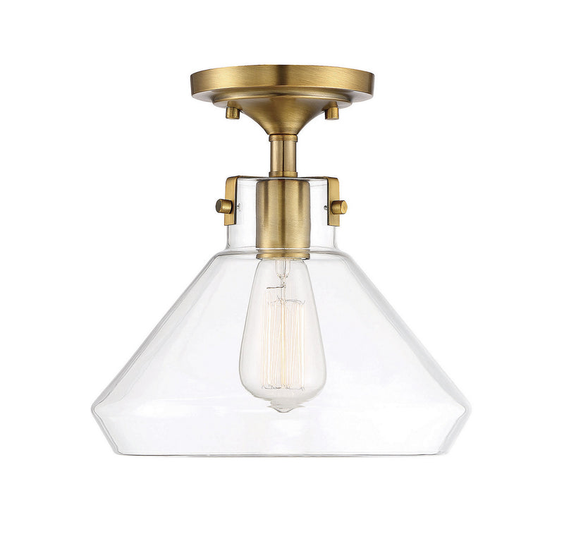 Savoy House Walpole 6-9137-1-322 One Light Semi-Flush Mount, Warm Brass Finish - LightingWellCo