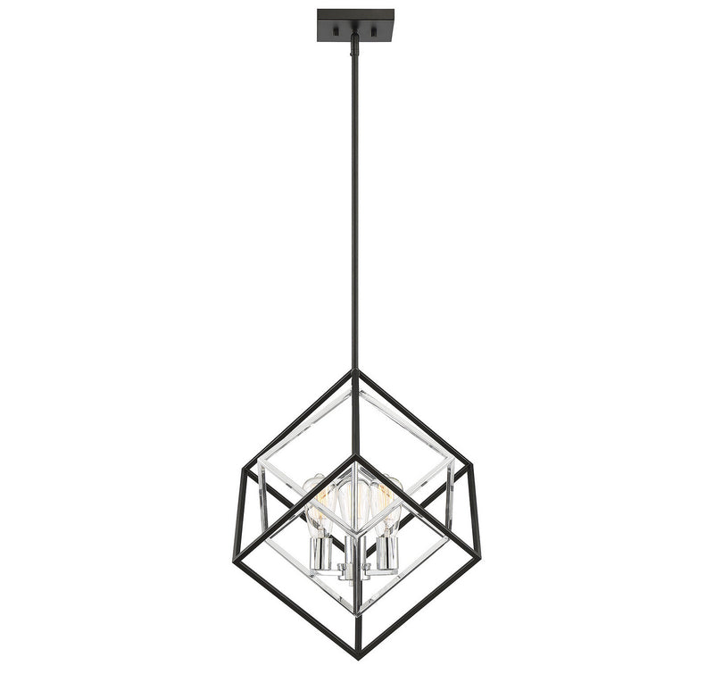 Savoy House Dexter 7-2241-3-67 Three Light Pendant, Matte Black with Polished Chrome Finish - LightingWellCo