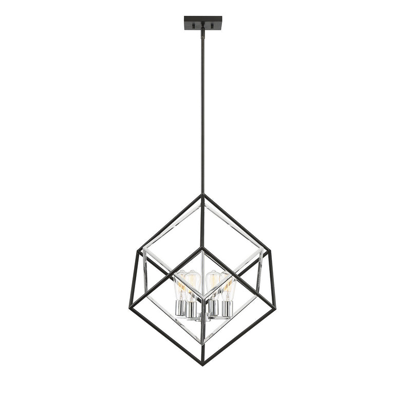 Savoy House Dexter 7-2241-4-67 Four Light Pendant, Matte Black with Polished Chrome Finish - LightingWellCo