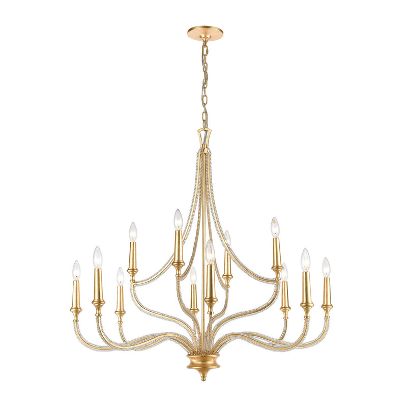 ELK Home 11178/12 12 Light Chandelier, Parisian Gold Leaf Finish-LightingWellCo