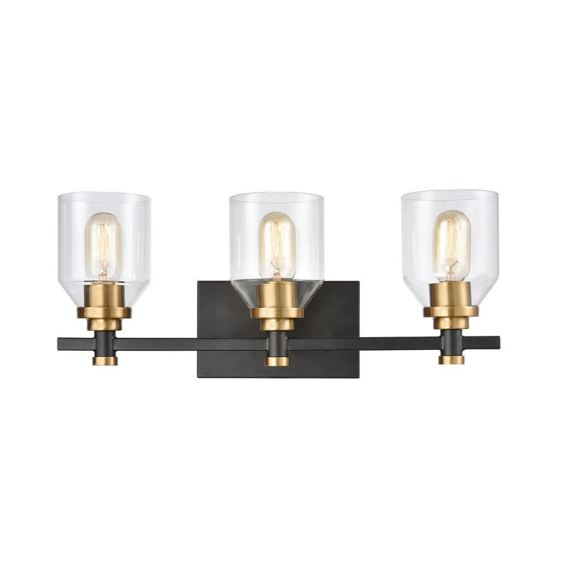 ELK Home 15402/3 Three Light Vanity, Matte Black, Satin Brass, Satin Brass Finish - At LightingWellCo