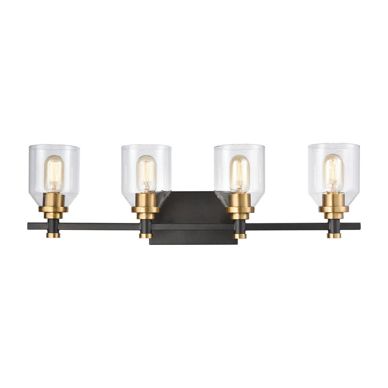 ELK Home 15403/4 Four Light Vanity, Matte Black, Satin Brass, Satin Brass Finish - At LightingWellCo