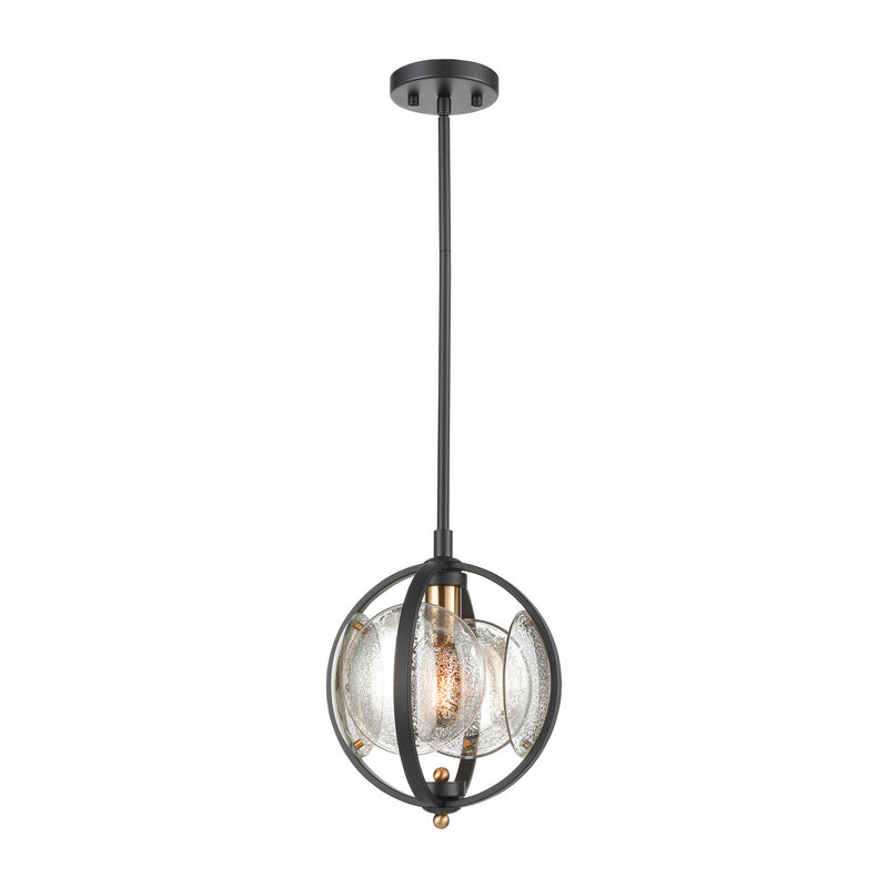 ELK Home 15424/1 One Light Mini Pendant, Matte Black, Satin Brass, Satin Brass Finish - At LightingWellCo