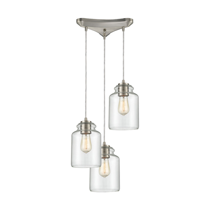 ELK Home 85213/3 Three Light Pendant, Satin Nickel Finish - At LightingWellCo