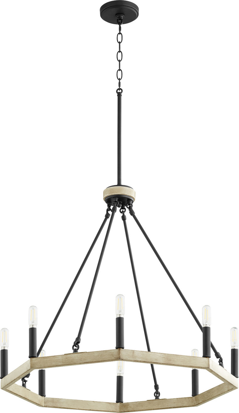 Quorum 6189-8-69 Eight Light Chandelier, Black w Driftwood finish Finish - LightingWellCo