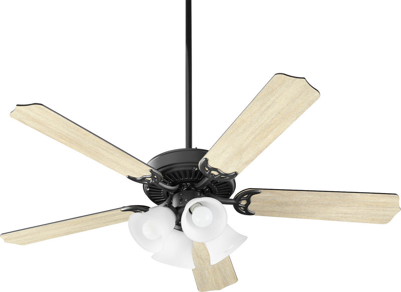 Quorum 7525-059 52``Ceiling Fan, Matte Black w/ Satin Opal Finish - LightingWellCo