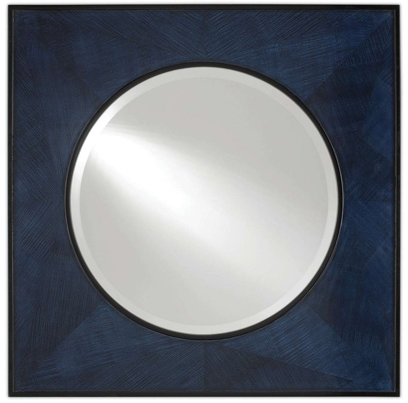 Currey and Company 1000-0053 Mirror, Dark Sapphire/Caviar Black/Mirror Finish - LightingWellCo