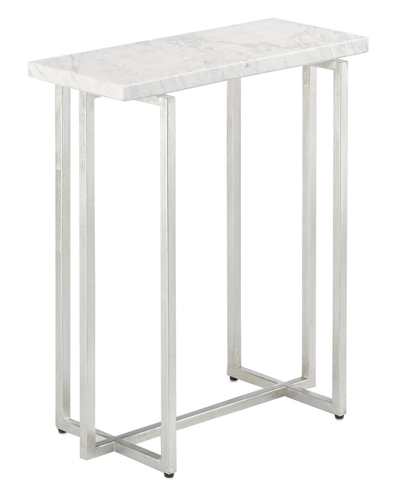 Currey and Company 4000-0070 Accent Table, Silver Leaf/White Finish - LightingWellCo