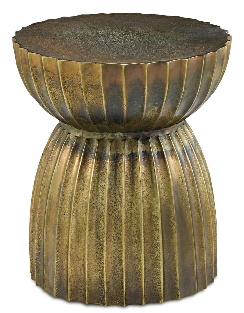 Currey and Company 4000-0075 Table/Stool, Antique Brass Finish - LightingWellCo