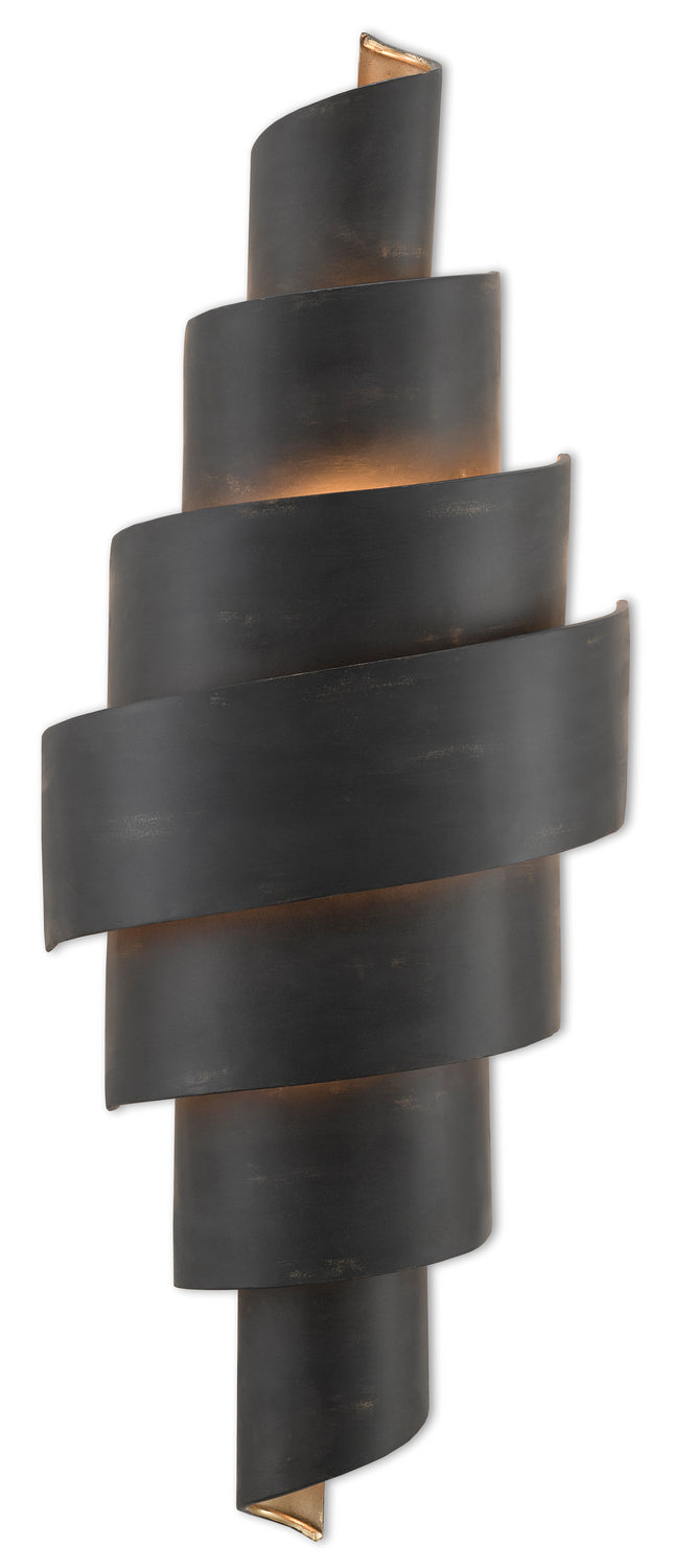 Currey and Company 5000-0112 Two Light Wall Sconce, French Black/Painted Gold Finish - LightingWellCo