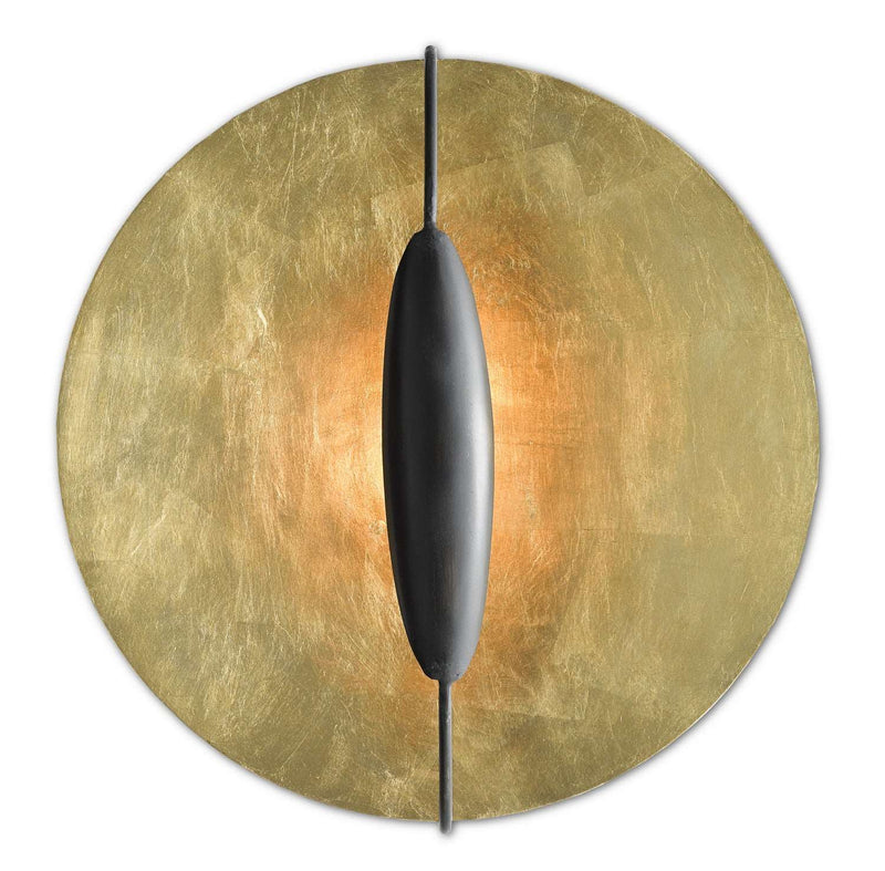 Currey and Company 5000-0130 One Light Wall Sconce, Contemporary Gold Leaf/Painted Contemporary Gold/French Black Finish - LightingWellCo