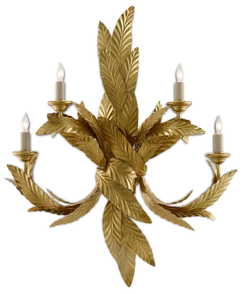 Currey and Company 5000-0132 Four Light Wall Sconce, Contemporary Gold Leaf Finish - LightingWellCo