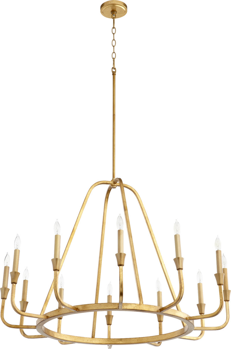 Quorum 6314-12-74 12 Light Chandelier, Gold Leaf Finish - LightingWellCo