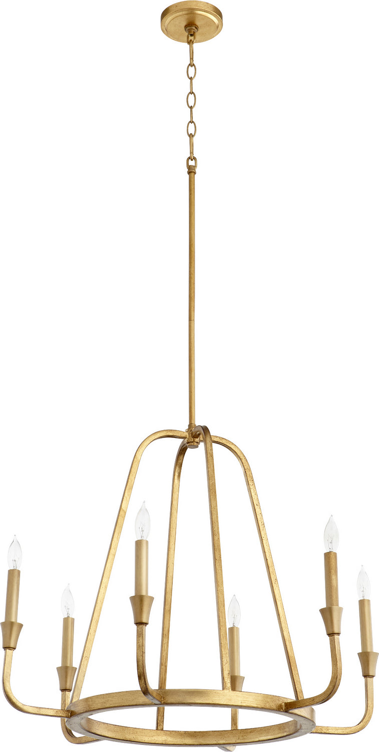 Quorum 6314-6-74 Six Light Chandelier, Gold Leaf Finish - LightingWellCo