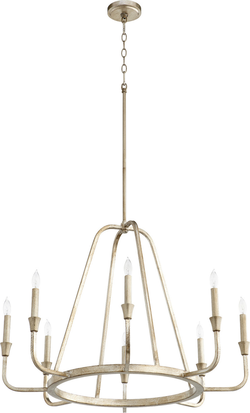 Quorum 6314-8-60 Eight Light Chandelier, Aged Silver Leaf Finish - LightingWellCo