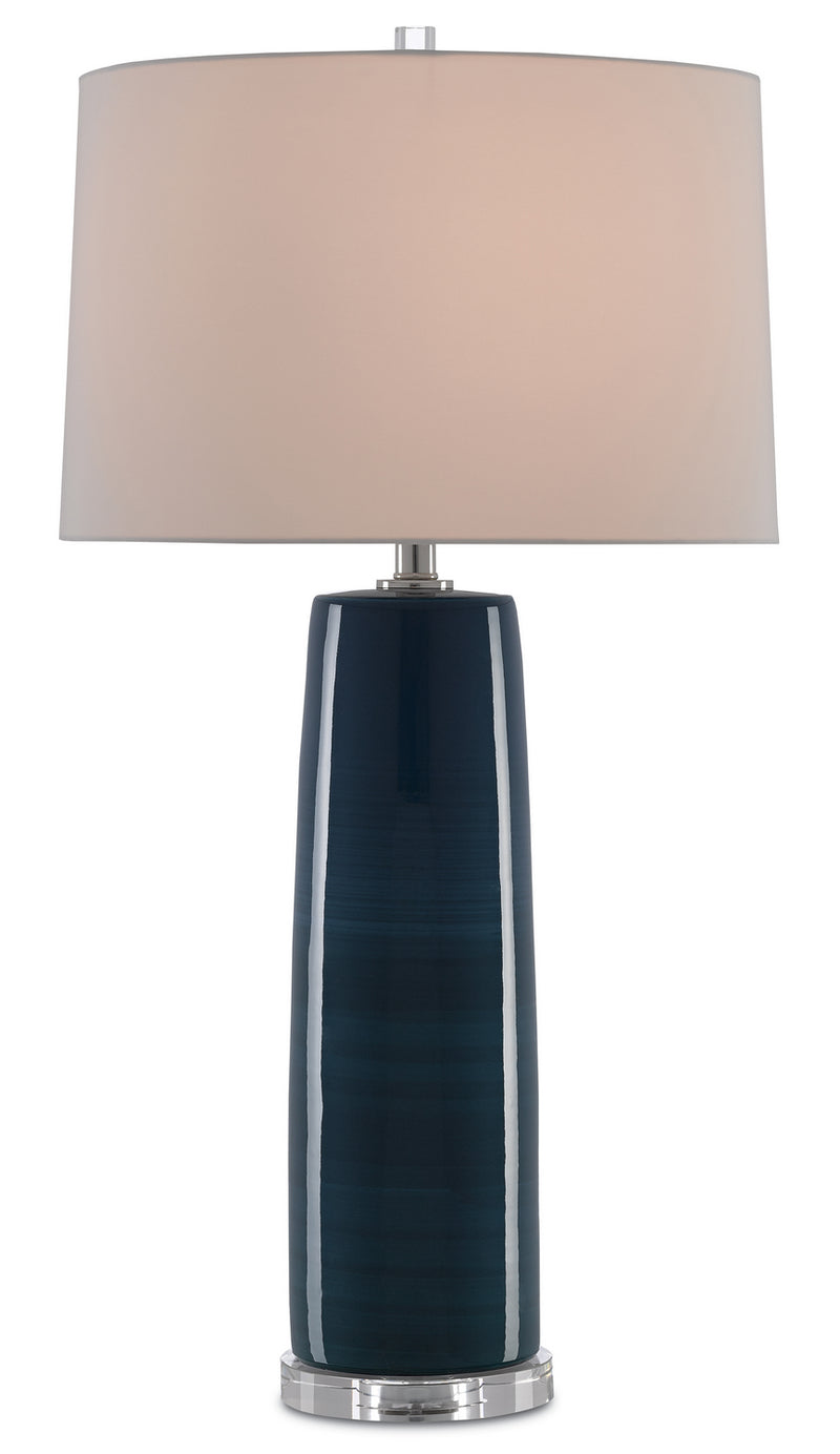 Currey and Company 6000-0370 One Light Table Lamp, Navy/Polished Nickel Finish - LightingWellCo