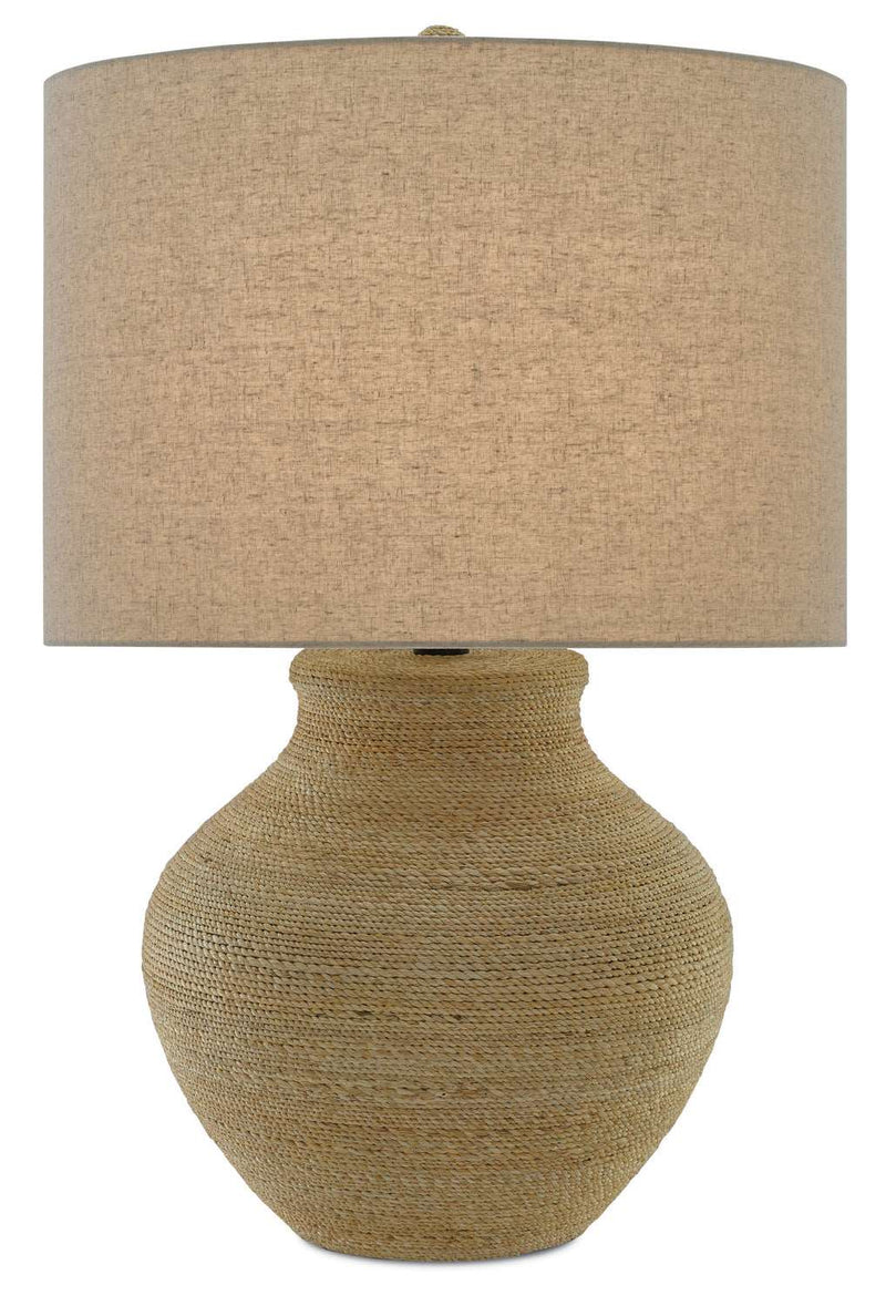 Currey and Company 6000-0427 One Light Table Lamp, Natural/Satin Black Finish - LightingWellCo