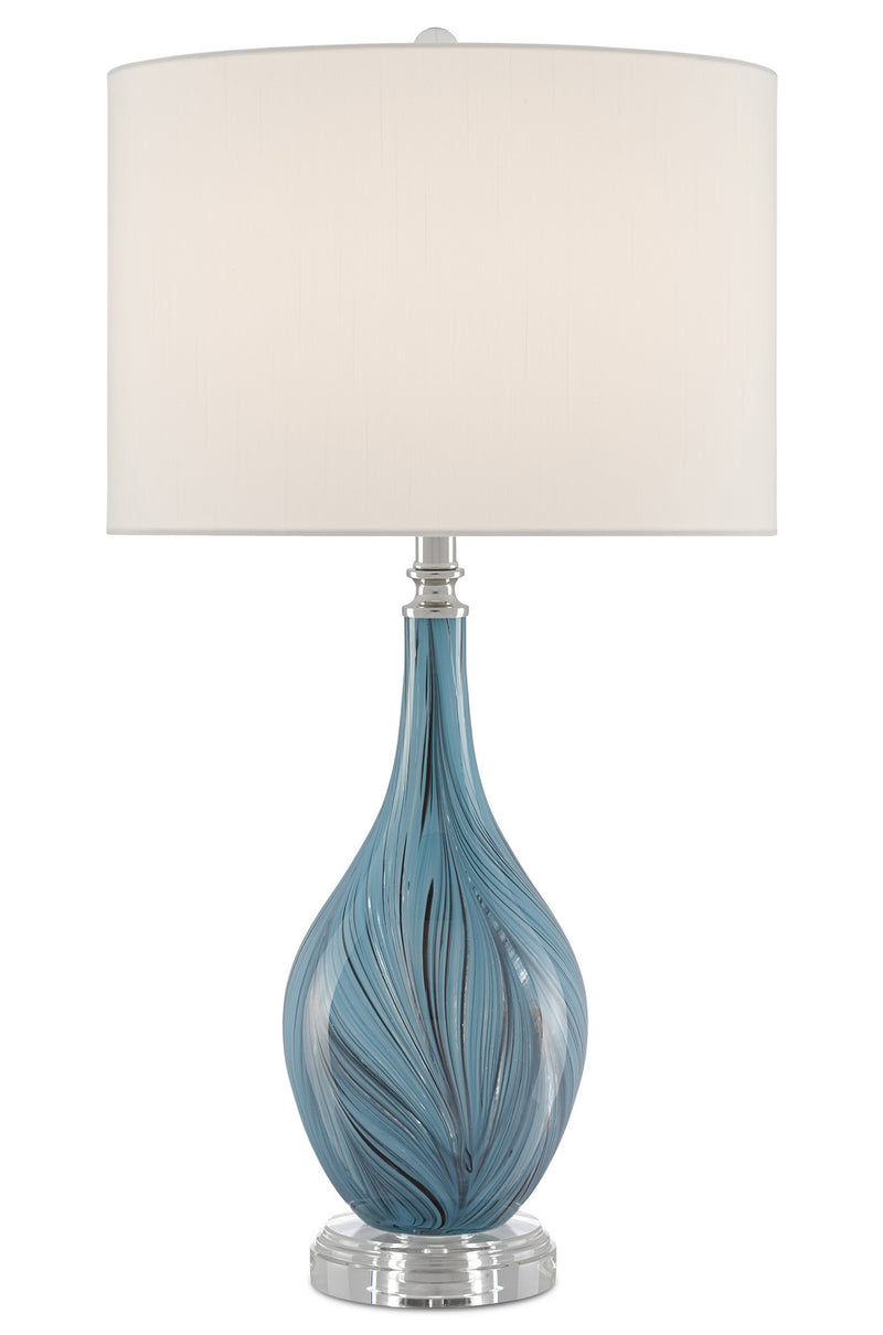 Currey and Company 6000-0497 Table Lamp, Blue/Clear/Polished Nickel Finish - LightingWellCo