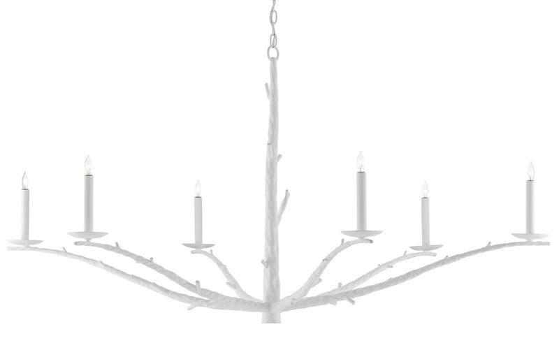 Currey and Company 9000-0377 Six Light Chandelier, Rough Gesso White Finish - LightingWellCo