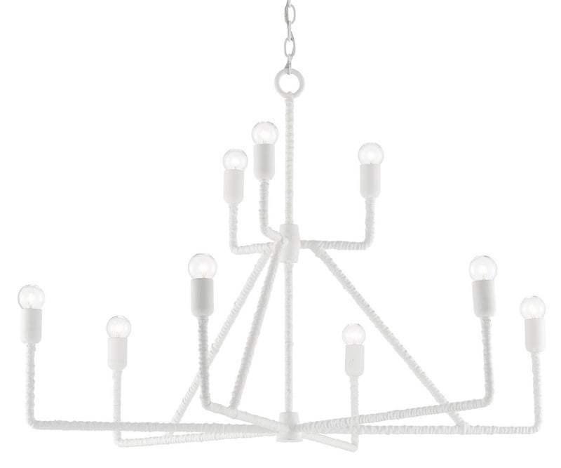 Currey and Company 9000-0378 Nine Light Chandelier, Gesso White Finish - LightingWellCo