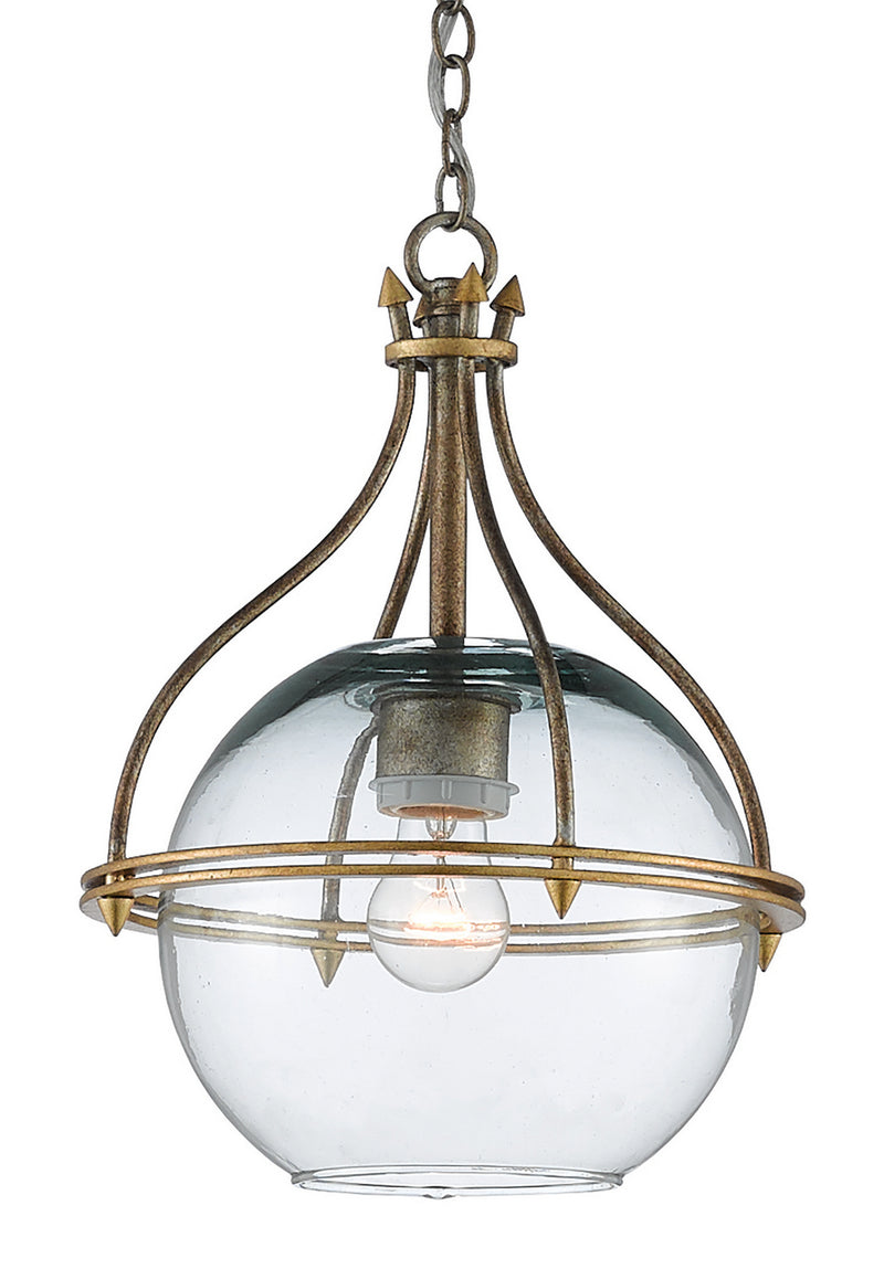 Currey and Company 9000-0382 One Light Pendant, Antique Silver Leaf/Contemporary Gold Leaf Finish - LightingWellCo