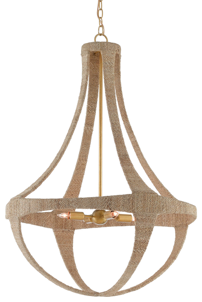 Currey and Company 9000-0385 Four Light Chandelier, Natural/Dark Contemporary Gold Leaf Finish - LightingWellCo