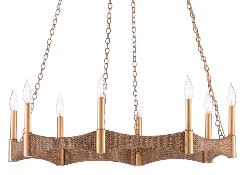 Currey and Company 9000-0402 Eight Light Chandelier, Natural/Dark Contemporary Gold Leaf Finish - LightingWellCo