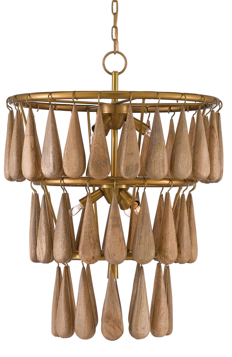 Currey and Company 9000-0406 Seven Light Chandelier, Vintage Brass/Natural Finish - LightingWellCo