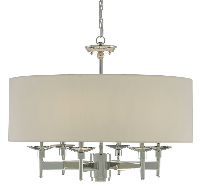 Currey and Company 9000-0424 Seven Light Chandelier, Polished Nickel Finish - LightingWellCo