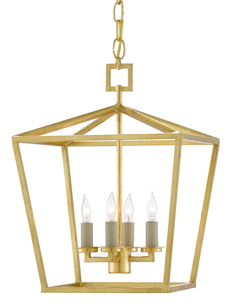 Currey and Company 9000-0458 Four Light Lantern, Contemporary Gold Leaf Finish - LightingWellCo