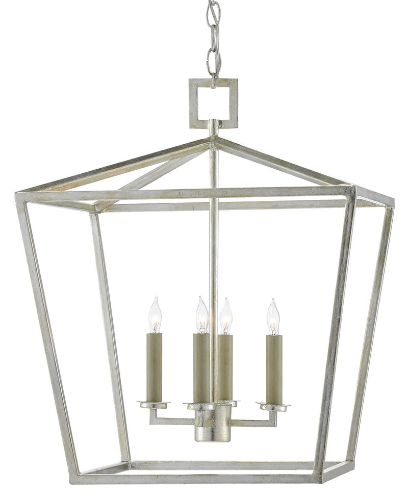 Currey and Company 9000-0459 Four Light Lantern, Contemporary Silver Leaf Finish - LightingWellCo