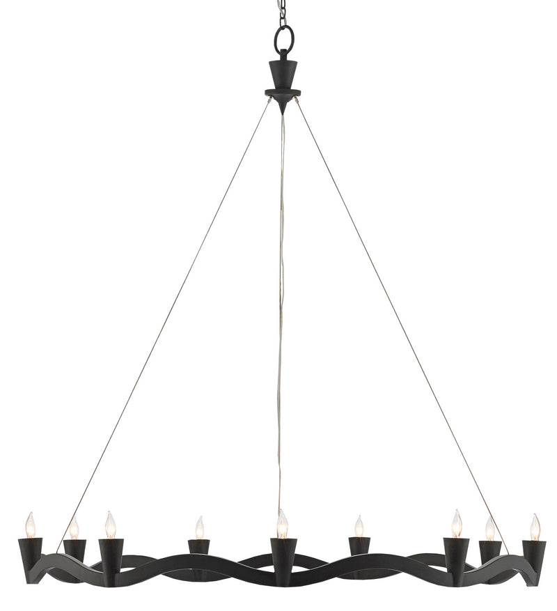 Currey and Company 9000-0461 Nine Light Chandelier, Antique Black Finish - LightingWellCo