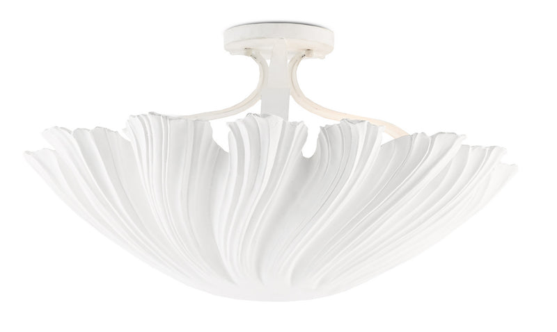 Currey and Company 9000-0466 Three Light Semi-Flush Mount, Gesso White Finish - LightingWellCo