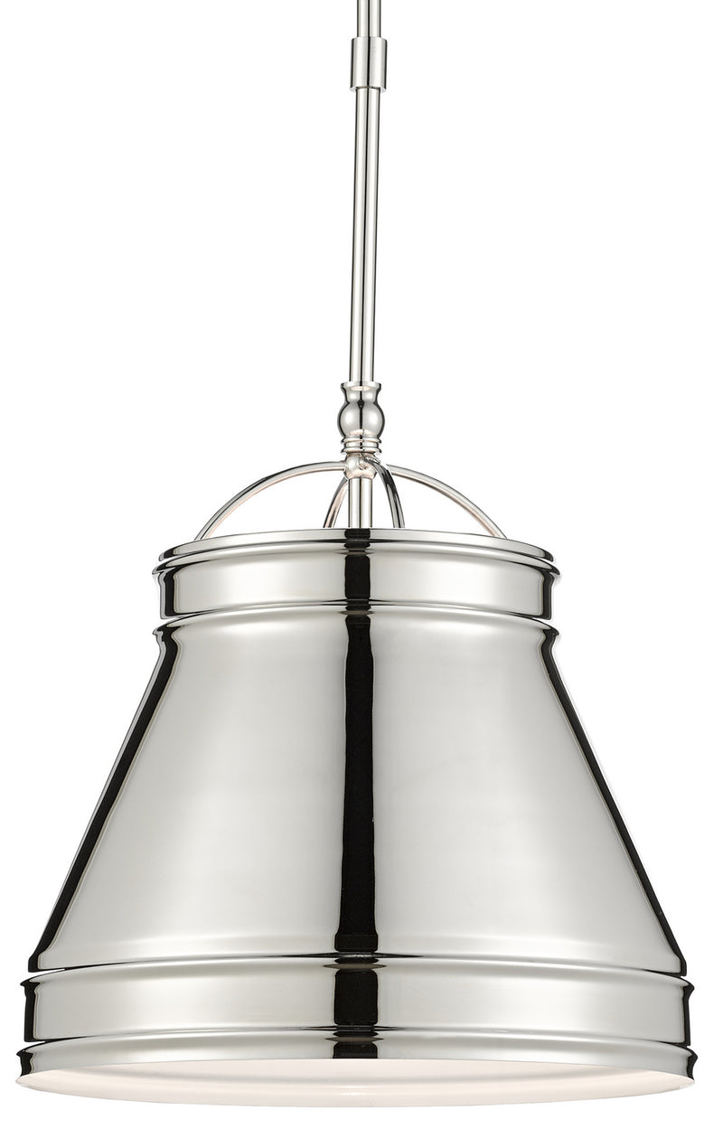 Currey and Company 9000-0485 One Light Pendant, Polished Nickel Finish - LightingWellCo