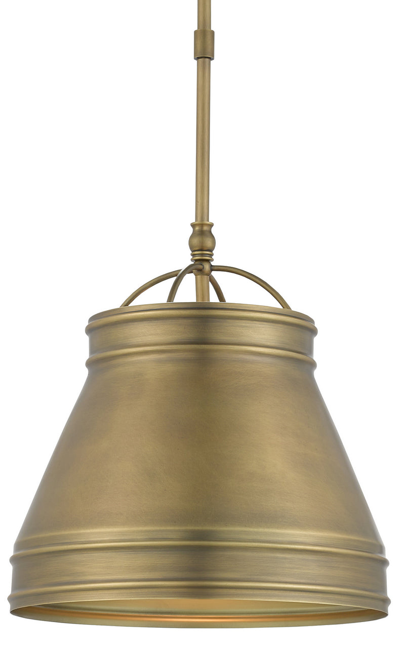 Currey and Company 9000-0488 One Light Pendant, Antique Brass Finish - LightingWellCo