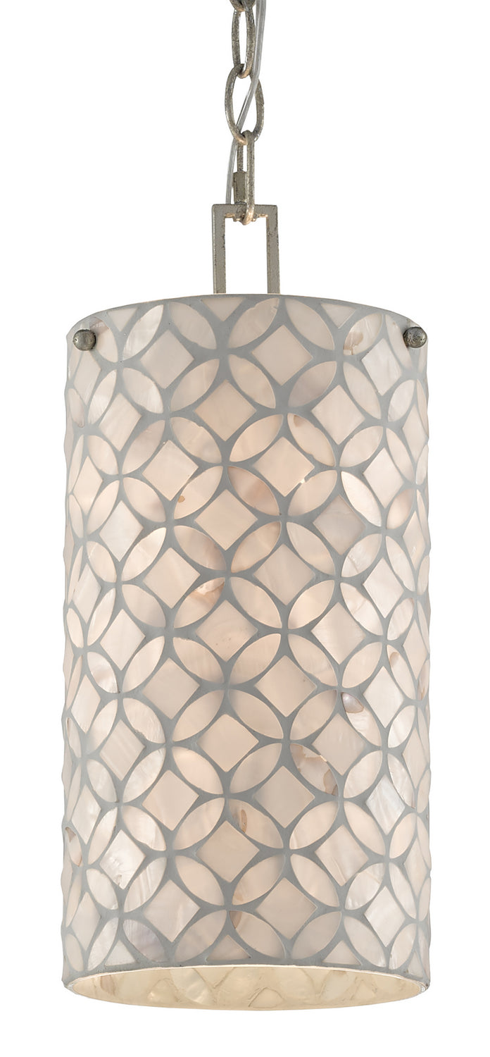 Currey and Company 9000-0490 One Light Pendant, Pearl/Antique Silver Leaf Finish - LightingWellCo